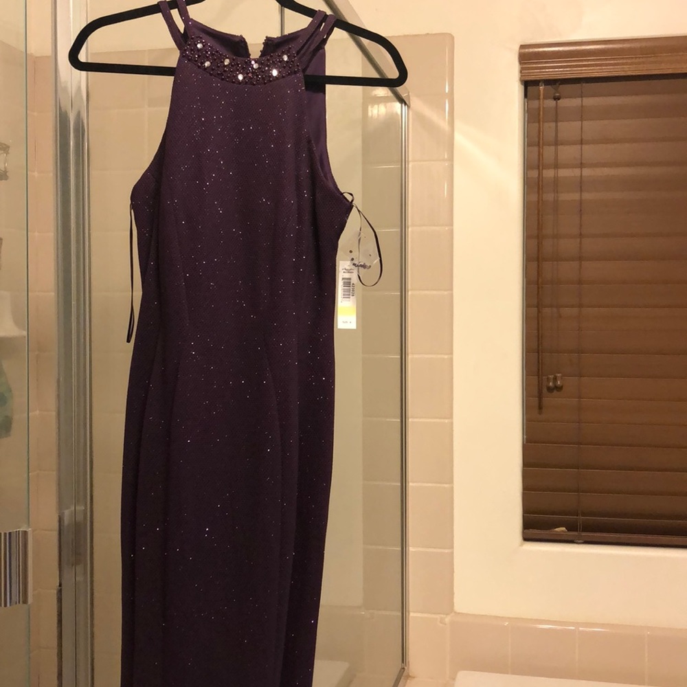 Nightway knit halter gown dress